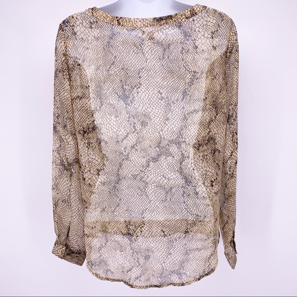 Ecote Python Print Long Sleeve Blouse Size Small - image 4